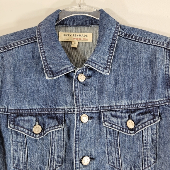 LUCKY BRAND x REMADE Waisted Trucker deconstructed distressed denim jacket - Picture 3 of 13